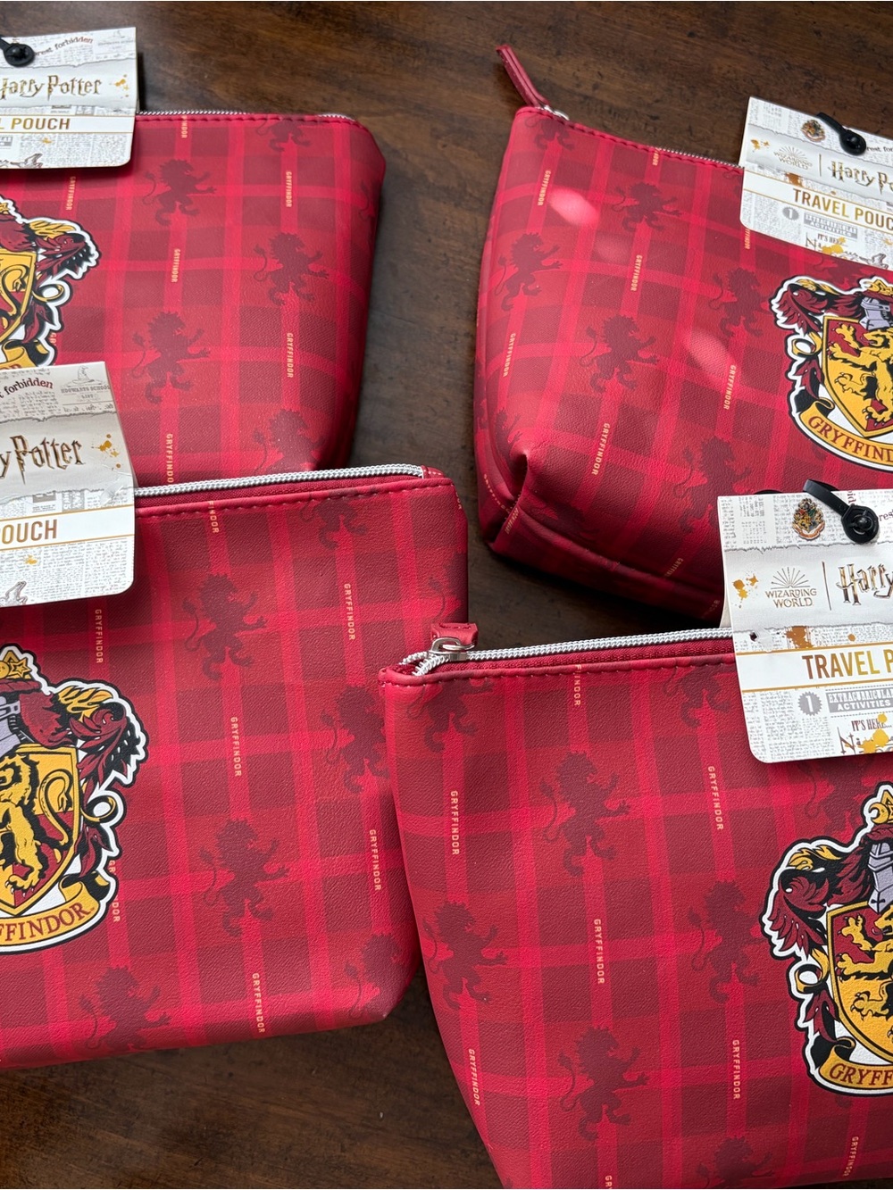 Warner Bros. Harry Potter Gryffindor Red Travel Pouches Lot (4 Pack)
